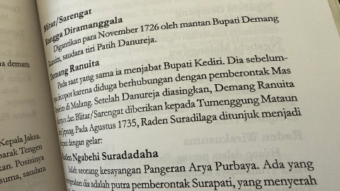 Nama-nama Bupati Blitar/Sarengat pada Karya Remmelink