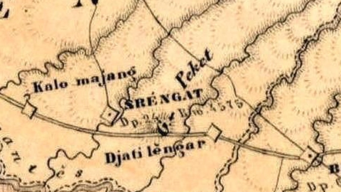 Gunung Pegat Dalam Peta Franz Wilhelm Junghuhn.
