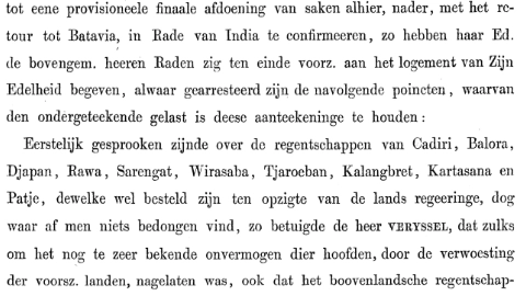 Sarengat dalam Catatan Van Imhoff Tahun 1746
