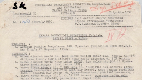 SK Operasional SMPN 1 Srengat Tahun 1960